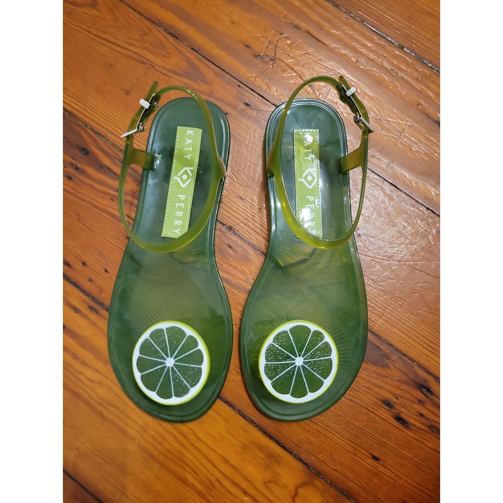 Katy Perry Womens 7 Jelly Style Lime Green Sandals Festival Summer Thong Funky